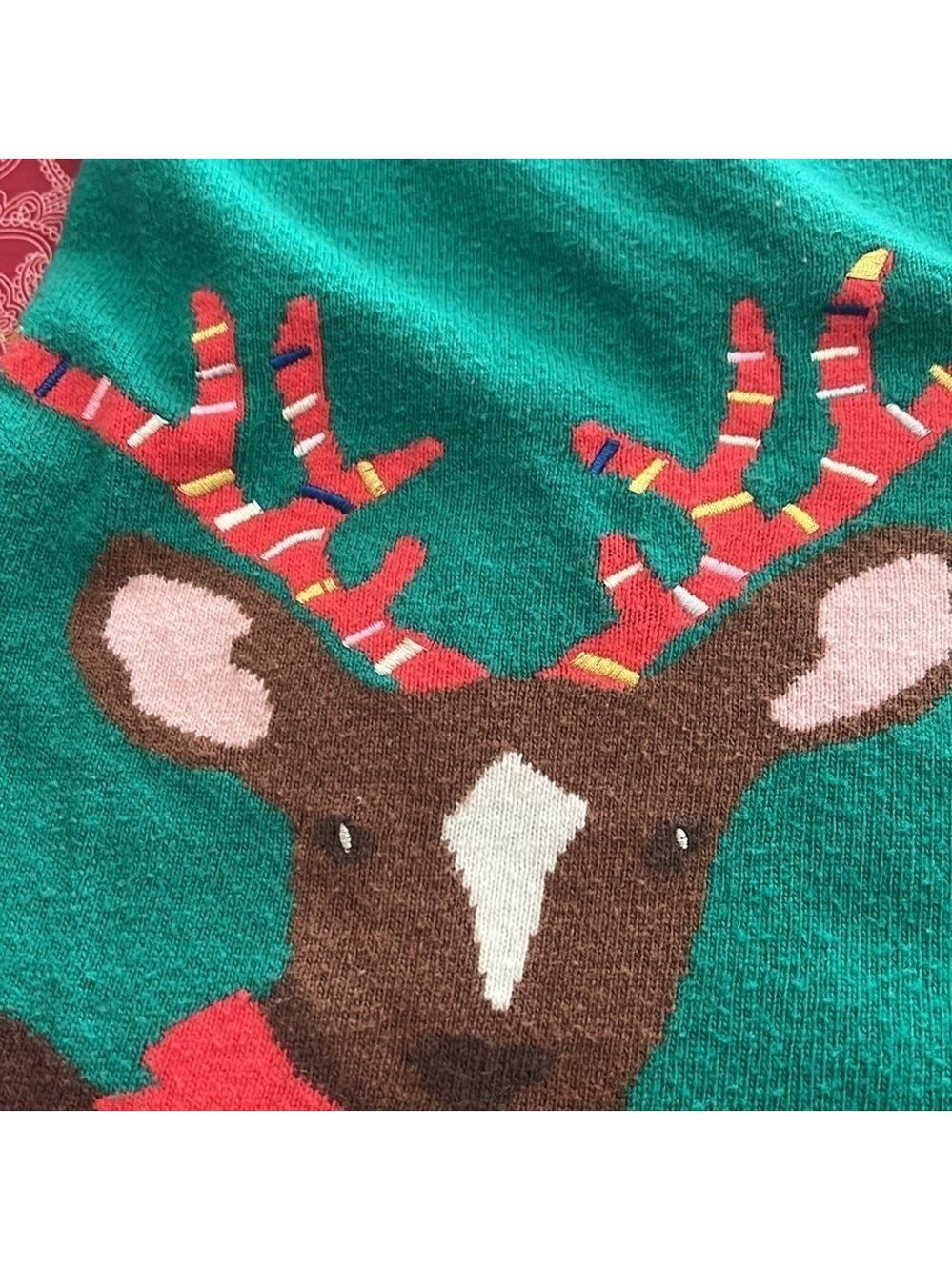 MINI BODEN girls 3-4y Christmas reindeer dress. Green. - Picture 4 of 8